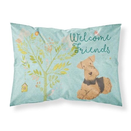 Carolines Treasures Carolines Treasures BB7625PILLOWCASE Welcome Friends Airedale Terrier Fabric Standard Pillowcase BB7625PILLOWCASE